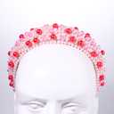 2 x Crystal Headbands for Women, Valentines Day Padded Pearl Headband Bejewelled Rhinestone Pearl Bridal Hair Hoop Wedding Hair Accessories (Pink Rose Red)