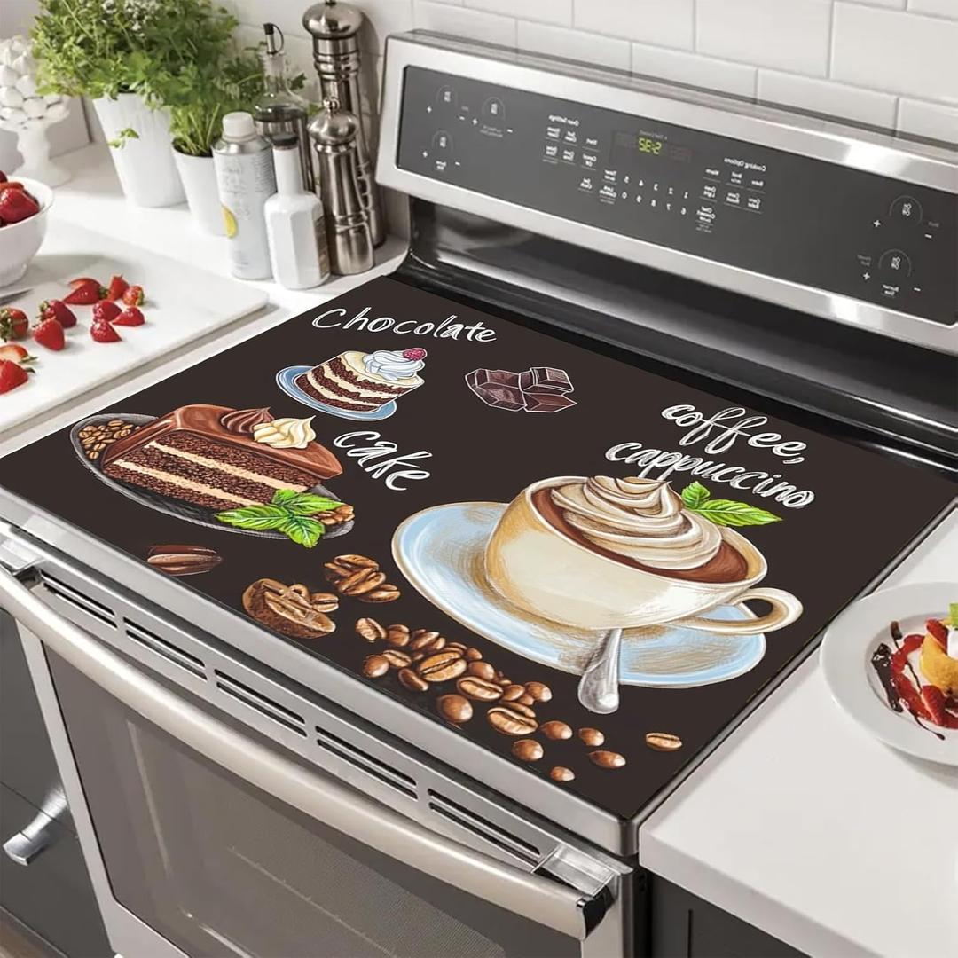 HOMETITUTE Coffee Chocolate Cake Stove Cover 28x20 Heat Resistant Mat