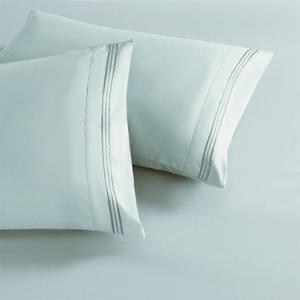 2 Pack King Size 20"X 36" Pillow Cases Light Blue Pillow Covers King Microfiber Pillowcases Soft Breathable Luxury Pillow Covers Embroidered Envelope Closure Bed Pillow Shams