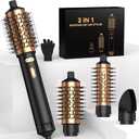 4 in 1 Rotating Hair Dryer Brush Spinning with Detachable Brush(2" & 1.5"),Negative Ionic Brush Blow Dryer 100-120V,3 Heats and 2 Speeds Rotating Hot Air Brush for Curling,Straight,Drying