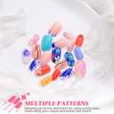 96PCS Press on Nails Short Almond False Nails Full Cover Nails Kit with Flower Designs,Glue on Nails for Women and Girls
