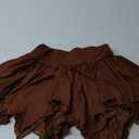 Women's Lace Short Skirt Sexy Y2K Solid Low Waist Patchwork Flowy Ruffle Pleated Mini Skirts Streetwear (Medium, Brown)