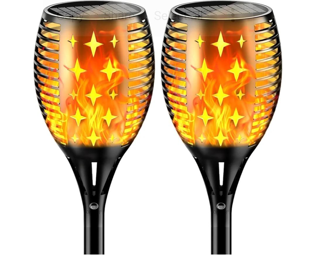 Solar Torch Lights Flickering Flames Torches, Waterproof Outdoor Flame Decoration Lighting for Yard Driveway, 6 Pack