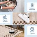 GarveeHome 4x6 Area Rug Small Washable Living Room Rug Scalloped Rug with Rubber Backing Stain Resistant Low Pile Dining Room Throw Carpet Modern Bordered Mat for Bedroom Kitchen, Beige
