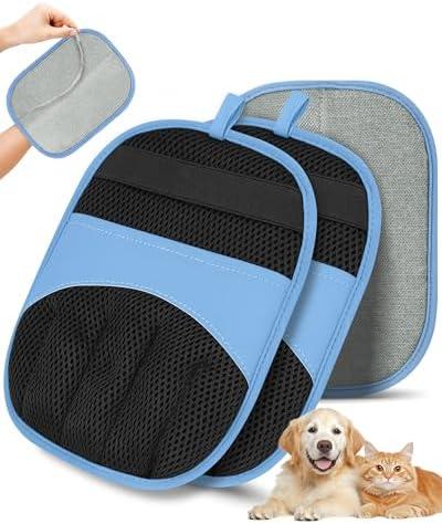 RZPTL Magic Brush Glove Pet Hair - 2 Pack Electrostatic Grooming Removal Gloves for Dogs and Cats, The Magic Brush Pure Path Yomi Pet Grooming Needs, Fur Remover for Furniture, Clothes (Blue)