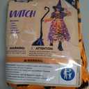 Spooktacular Creations Light Up Polka Dots Witch Tutu Costume for Girls Toddlers Starry Witch Dress with Magic Hat and Broom (Small (5-7yr), Purple Orange)