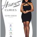 Hanes Curves Women's Pantyhose with Run Resist and X-Temp Technology, Ultra Sheer, Control Top, Sheer Toe, Plus Size (Black)