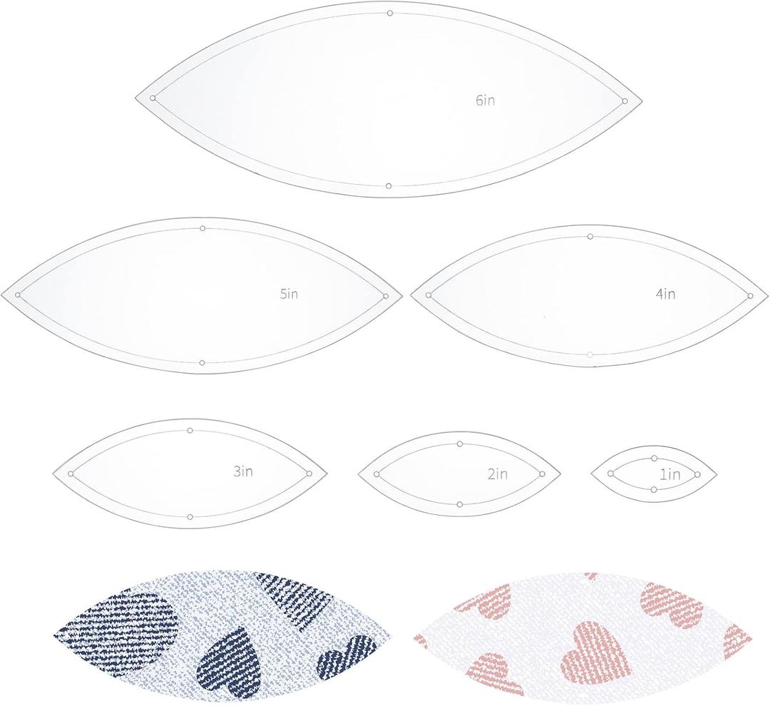 BENECREAT 6PCS Leaf Quilting Templates Set, 1" 2" 3" 4" 5" 6" Transparent Acrylic Quilting Rulers Templates 2.5mm Thick Stencils for Woodworking, Quilting Sewing Needlework Craft