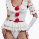 DSORVICD Halloween Costume for Women Cosplay Clothes Sleeveless V-Neck Bodysuit with Gloves and Arm Sleeves 3pcs Outfit Set, S