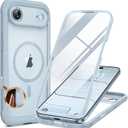 Miracase Magnetic for iPhone Air Case 6.5" [Compatible with MagSafe] Full-Body Phone Case with Built-in Glass Screen Protector & Camera Control,Drop Proof iPhone 17 Air Case Cover, Light Blue
