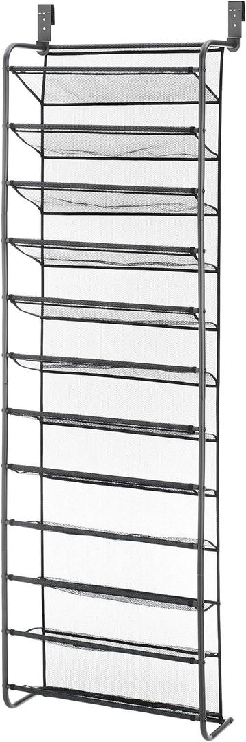 Whitmor 36 Pair Over The Door Shoe Rack, Gun Metal Gray