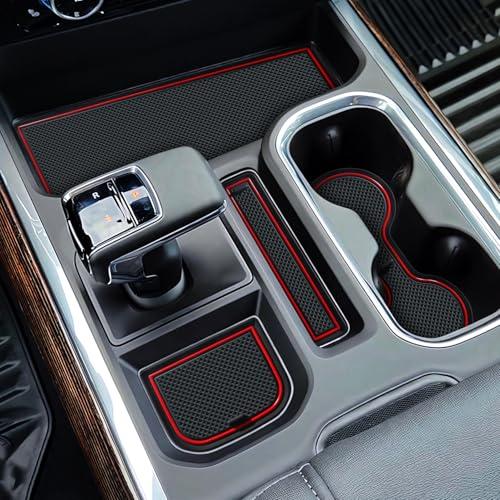7Pcs Center Console Liners for 2023 2024 2025 2026 Chevy Silverado/GMC Sierra 1500 & 2022 Refreshed 1500 Models, Premium Custom Non-Slip Cup Holder Mats, Full Console With Bucket Seats ONLY, Red