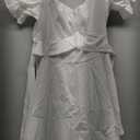 LYANER Women's Tie Back Off Shoulder Wrap Layer Ruffle Short Sleeve Mini Dress White X-Large