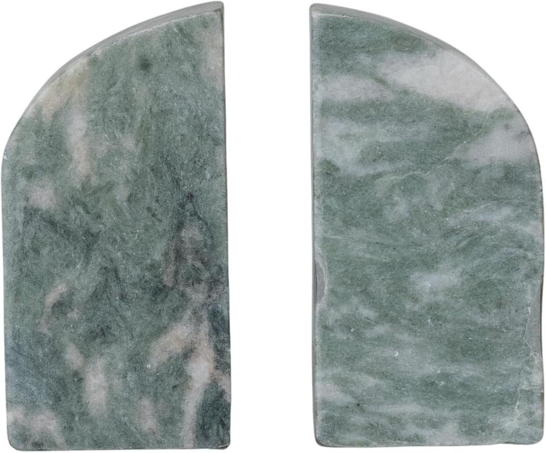 Creative Co-Op Half Arch Marble Bookends, Green