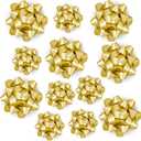 WRAPAHOLIC Matte Gold Gift Bow Assortment (12 Bows) for Birthday, Wedding, Christmas, Baby Shower, Bridal Showers