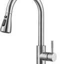 Kitchen Faucet with Pull Down Sprayer Kitchen Sink Faucets Stainless Steel Pull Out Kitchen Faucets Single Handle Deck Mount Brushed Nickel Kitchen Sink Faucets for Farmhouse Camper RV Laundry
