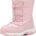 UBFEN Kids Snow Boots for Boys Girls Waterproof Warm Winter Outdoor Activities Shoes Slip Resistant Zipper Closure (Toddler/Little Kid/Big Kid) Pink Color Size US 11 Little Kid