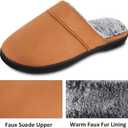 DL Men's Memory Foam Slippers with Fuzzy Plush Lining, Slip on House Slippers with Indoor Outdoor Anti-Skid Rubber Sole