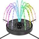 SEIRMEP Solar Fountain Pump with 3 Spray Height Adjustments, Upgraded Glass Solar Bird Bath Fountains with LED Lights,6 Nozzles,Outdoor Solar Water Fountain Pump for Bird Bath, Garden, Pool, Pond