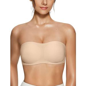 Vertvie Womens Strapless Bra Jelly Push Up Seamless Bandeau Bra Wireless Non Slip Silicone Tube Top Bras Padded Bralette (XS)