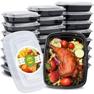 Glotoch 50 Pack (100-Piece) 32 oz 1 Compartment Meal Prep Containers with Lids, Plastic Food Storage Containers for Lunch, Microwave, Freezer, and Dishwasher Safe Take out Containers