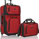 U.S. Traveler Rio Lightweight Softside Rolling Carry-on Suitcase, 2-Wheel Set, Red, Size: 21"/14"