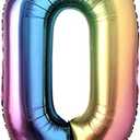 Birthday Balloons 40" Number Balloon w/Blow Up Straw Rainbow Color Part Decorations Long Balloons (Will Vary From Photos Due To Multi-Color Pattern/Green) 52366 (0) Pack of 6
