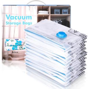 12 Pack Jumbo Vacuum Storage Bags, 40 X 31 inch Space Saving Bags Vacuum Seal Bags for Clothing, Pillows, Blankets, Comforters, Bedding