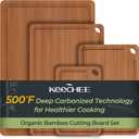 Keechee Wood Cutting Board, Carbonized Bamboo Cutting Boards Set With Smooth Surface & Easy Storage For Busy Kitchens, Ideal Charcuterie & Chopping, Durable, Knife-Friendly (4Pcs), Set of 4