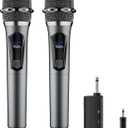 Wireless Microphone,Professional Dual Handheld Cordless Dynamic Mic System with Rechargeable Receiver,Karaoke Microphone Set for Singing, Karaoke, Wedding, DJ, Party, Speech,Church,Class Use,PA System