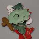 10 Pieces Embroidered Felt Christmas Ornaments Felt Cookies Ornament with Beads 3D Christmas Tree Gingerbread Man Wreath Stars Snowman Hanging Decoration for Xmas Holiday Party Toy