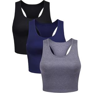 Boao 3 Pieces Basic Crop Tank Tops Sleeveless Racerback Crop Top for Women Size Medium