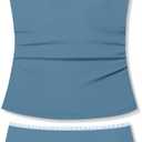 Girls Swimsuit Solid Color 2 Piece Girls Tankini Swimsuit Contrast Trim Teen Bathing Suit Padded Modest Swimwear 11-12y