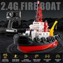BESTYMXY RC Boat, HengLong 2.4GHZ US Fire Rescure Boat, Remote Control FireBoat, Water Spray with 2 Rechargeable Batteries, Swimming Pool Lake for Age 14+