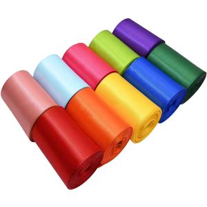 Double Face Satin Ribbon 2 Inch Width 5 Yards 10 Colors Perfect for Bouquets Gift Wrapping Wedding Decor and Handmade Crafts(10 Rolls Pack)