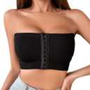 MakeMeChic Women's Front Closure Strapless Bras Open Back Bandeau Bra Wireless Bralette (Black)