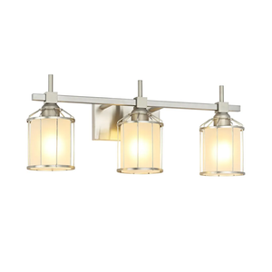 SOLFART Modern Brushed Nickel 3 Light Bathroom Wall Vanity Over Mirror Lights NK