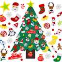 3.2Ft DIY Felt Christmas Tree Set for Kids Toddlers, 38 Hanging Ornaments Felt Christmas Tree Wall Craft Kits for Xmas Party Office Decoration, New Year Door Wall Decorations-1 (Triangle Model)