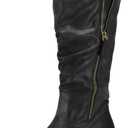 mysoft Women's Knee High Boots Side Zipper Lug Sole 2 Inch Stacked Chunky Heel Boots (6 Wide)
