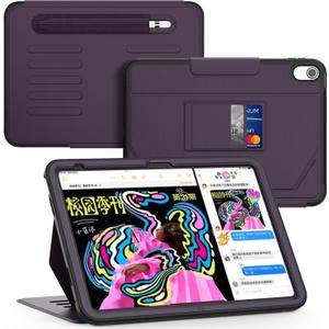 Case for iPad (A16) 11th Generation 11''/iPad 10th Generation 10.9'', Slim Magnetic Multi-Angles Stand & Auto Sleep/Wake Case with Pen Holder & Card Slot for iPad 11th/10th Gen, Purple