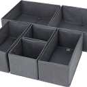6 Pack Drawer Organizers for Clothing, Dresser Drawer Organizer Clothes,Closet Organization for Clothing, Baby Clothes, Underwears, Socks (Grey)