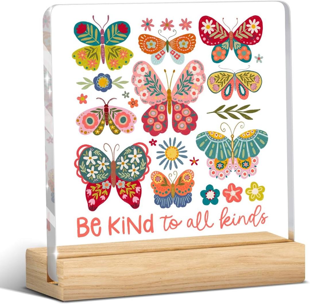Boho Kindness Gifts Cheer up Gifts Inspirational Mental Health Awareness Motivational Butterfly Acrylic Sign Plaque Art Decor for Therapy Psychology Office Home 