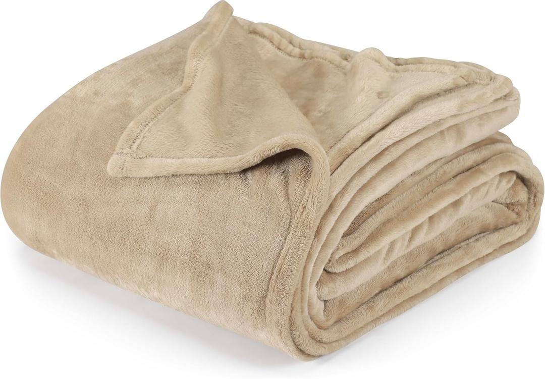 Utopia Bedding Camel Fleece Blanket Queen Size Lightweight Fuzzy Soft Anti-Static Microfiber Bed Blanket (90x90 Inch)