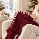 Chunky Knit Blanket Throw - 100% Hand Knitted Chunky Soft Throw Blanket for Couch, Thick and Warm Blanket for Winter, Red, 50x60 Inches