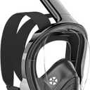 QingSong Full Face Snorkel Mask for Adults, Snorkeling Gear with Camera Mount, 180 Degree Panoramic View Snorkel Set Anti-Fog Anti-Leak (Large-X-Large, Black)