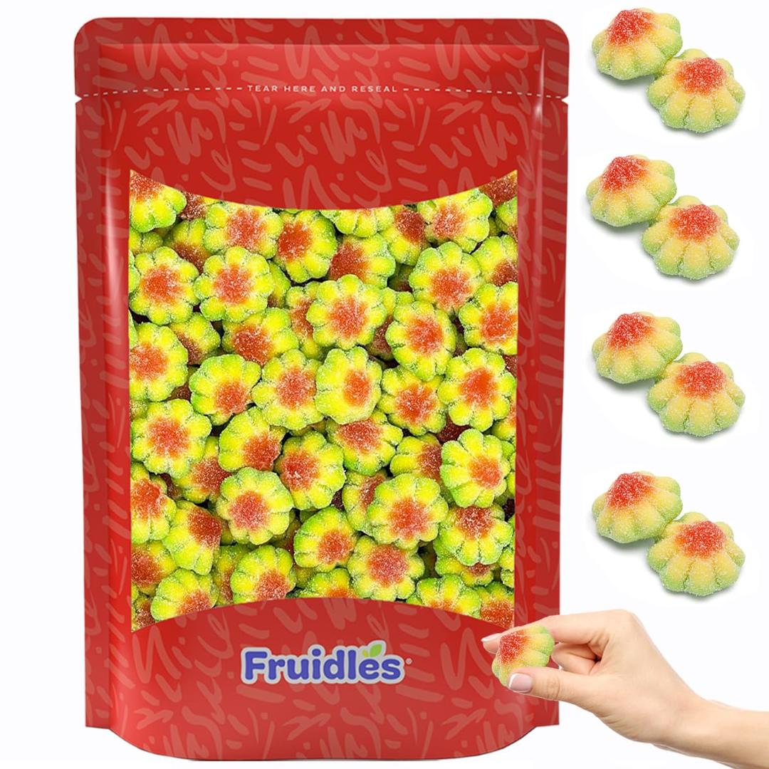 Fruidles Sour Flowers Gummi Candy, Delicious Sugar Coated Fruit Flavors Gummies (2.2 Pounds), Blue (EXP 07/31/27)