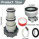 4 Pack Pool Hose Adapter Kit, A/B Type Pool Pump Hose Connector for 1.25&1.5 Inch Hoses,Hose Conversion Adapters with Clamp Washer Fits Filter Pumps for Pool Accessories Replacement Parts
