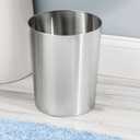 Mdesign Round Metal Small 1.7 Gallon Recycle Trash Can Wastebasket, Garbage Container Bin for Bathrooms, Kitchen, Bedroom, Home Office - Durable Stainless Steel - Mirri Collection - Polished