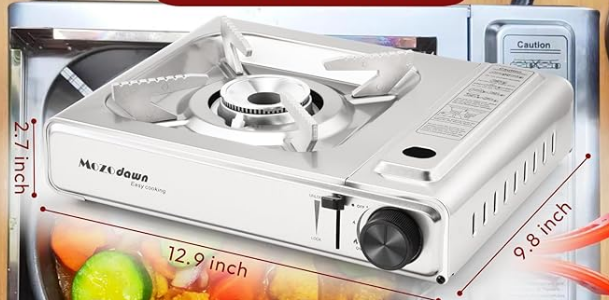 Camping Stove with Carrying Case, 10500 BTU Portable Butane Gas Stove, Automatic Ignition Single Burner Gas Stove for Outdoor Cooking, Camping, Picnics, Hiking, Fishing, BBQ