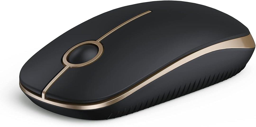 VssoPlor Wireless Mouse, 2.4G Slim Portable Computer Laptop Mouse with Nano Receiver Quiet Silent Optical Mice for Notebook, PC, Laptop, ComputerBlack and Gold